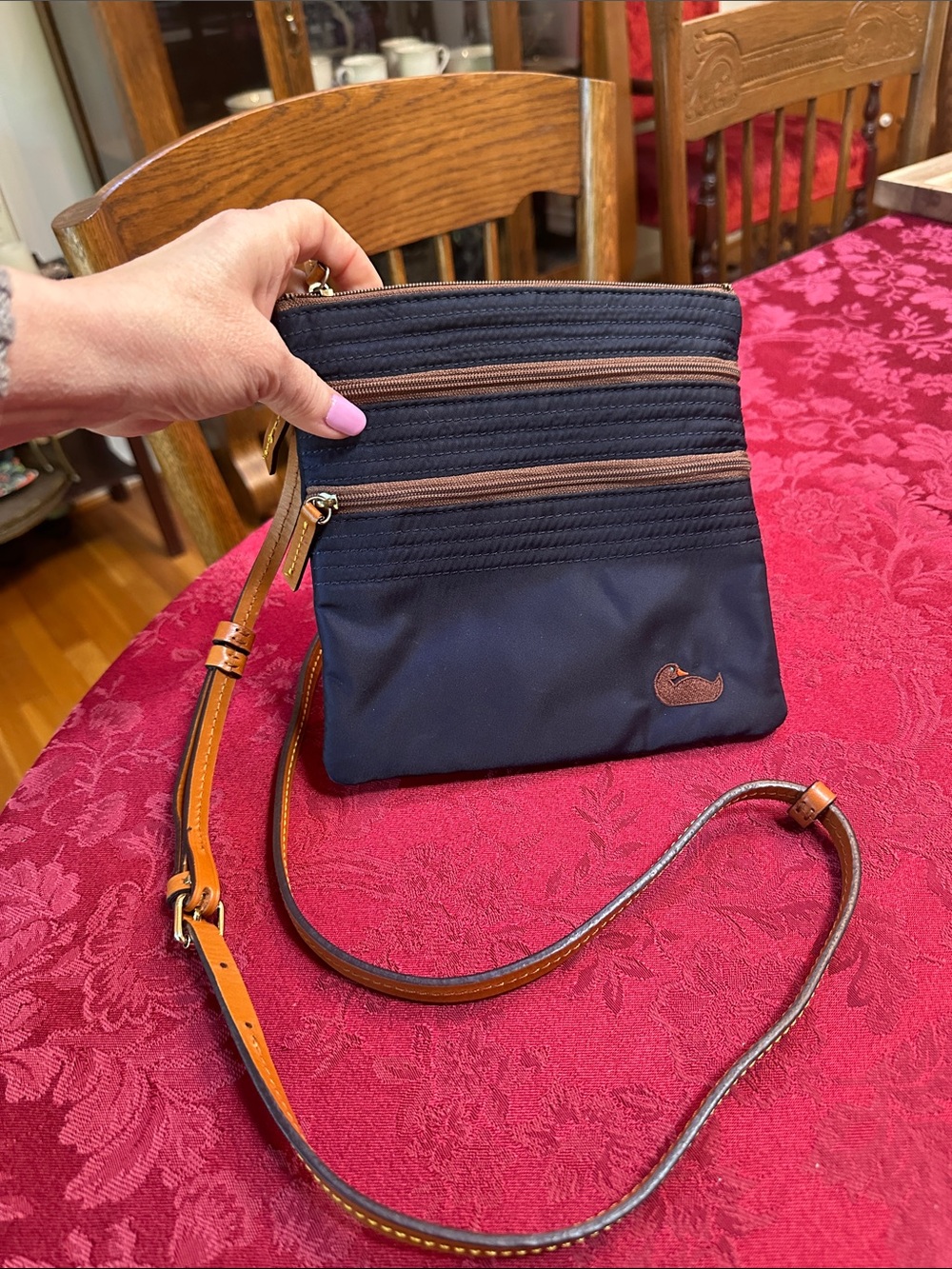 Dooney & Bourke Navy Blue Tri-Zip crossbody Bag